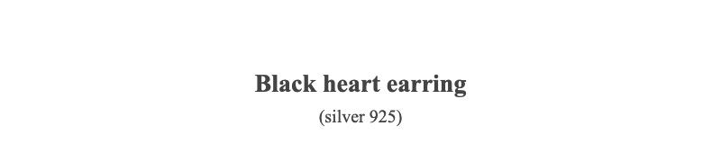 Black heart earring(silver 925)